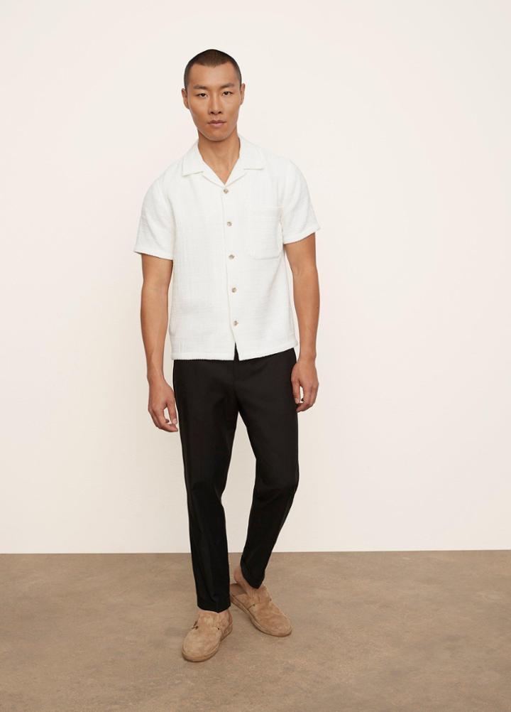 Vince Textured Herringbone Short Sleeve Shirt