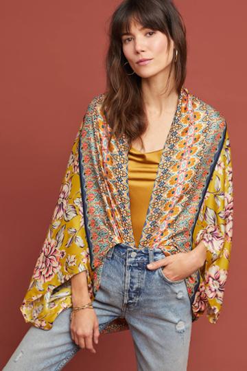 Kachel X Anthropologie Floral Silk Cocoon Kimono
