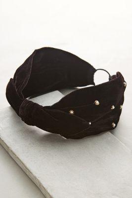 Anthropologie Pearled Velvet Headband