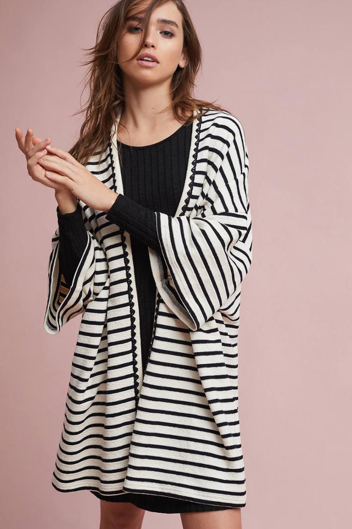 Anthropologie Striped Knit Kimono