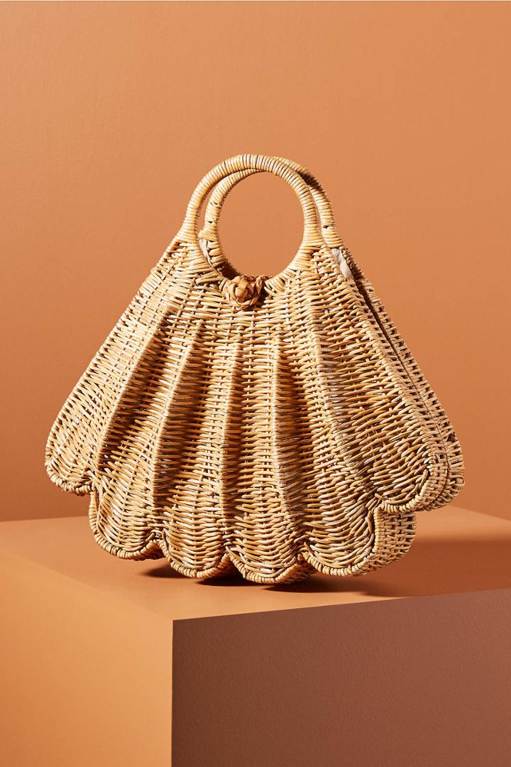Anthropologie Aranaz Wicker Shell Clutch