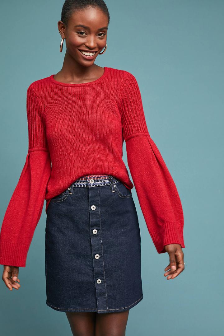 Levi's Embroidered Button-front Denim Skirt