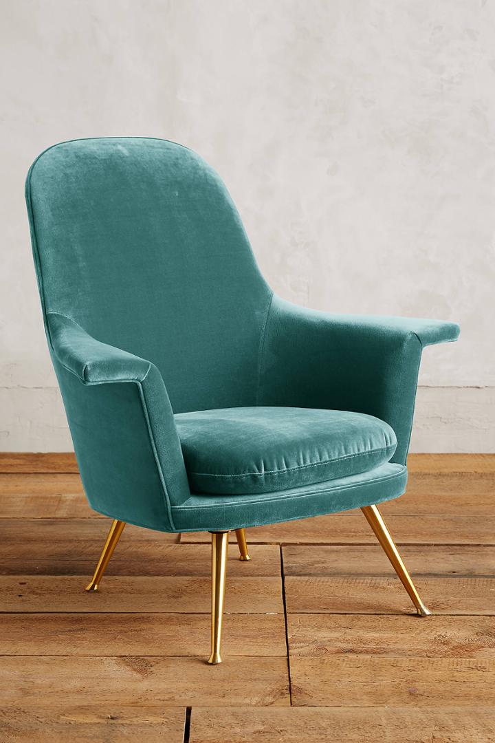 Anthropologie Velvet Kimball Chair