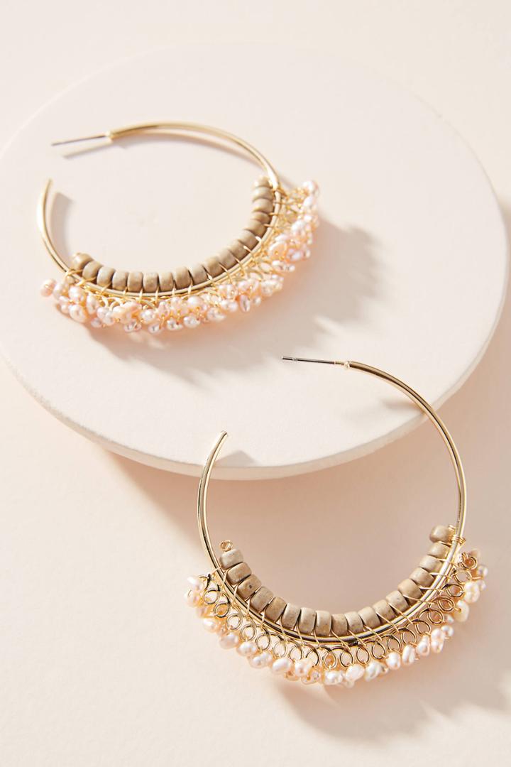 Anthropologie Moira Beaded Hoop Earrings