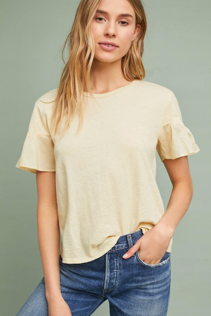 Velvet By Graham & Spencer Maureen Ruffle-sleeved Top
