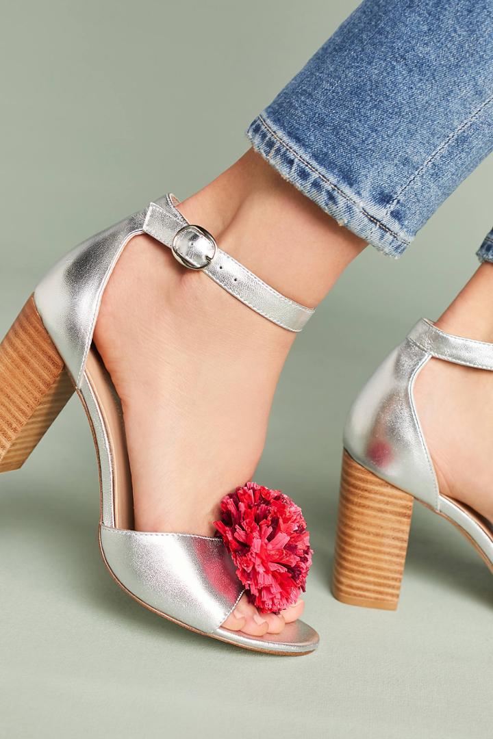 Anthropologie Raffia Pom Heels