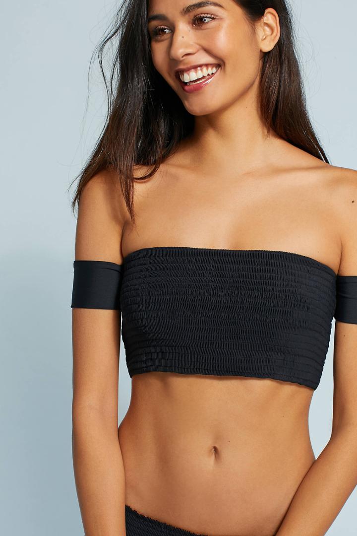 Allihop Smocked Off-the-shoulder Bikini Bikini Top