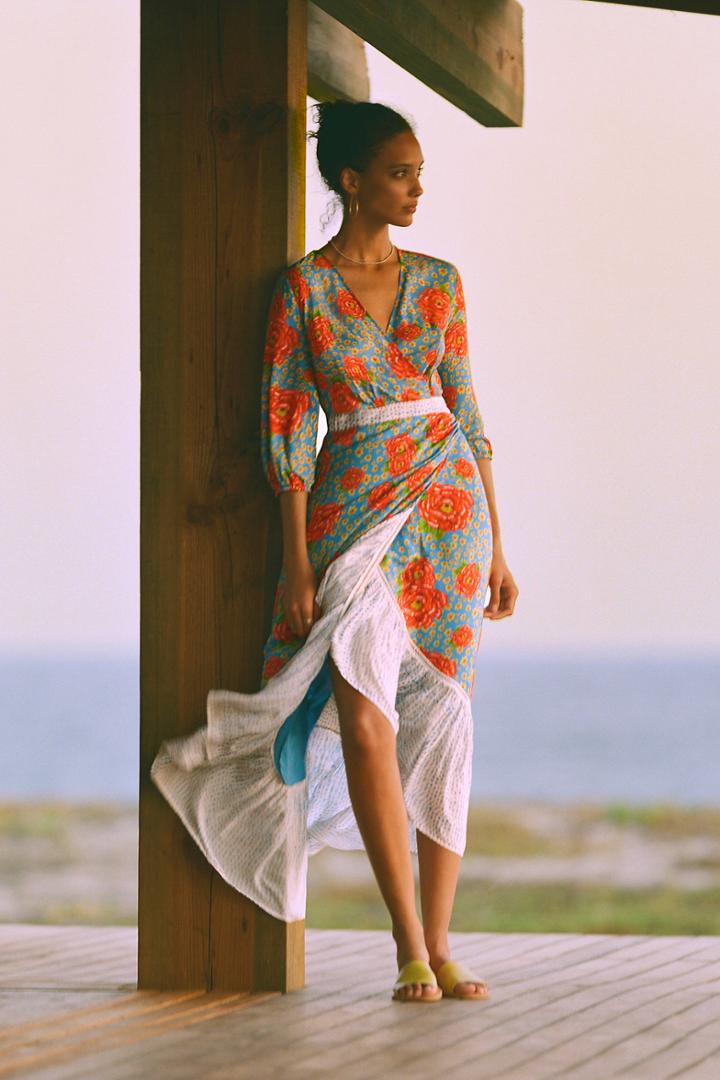 Farm Rio For Anthropologie Susanne Maxi Wrap Dress