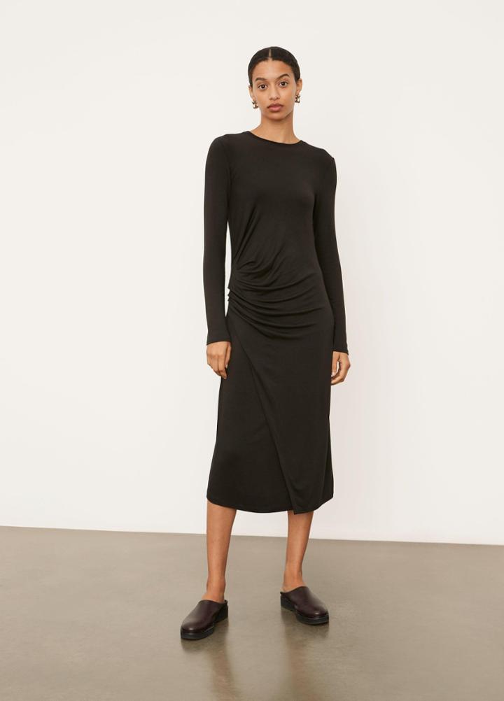 Vince Gathered Long Sleeve Dress