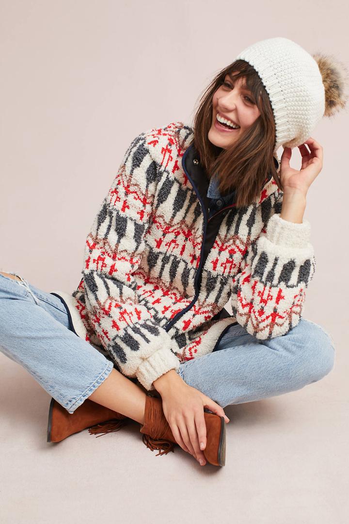 Sleeping On Snow Intarsia Sweater Jacket