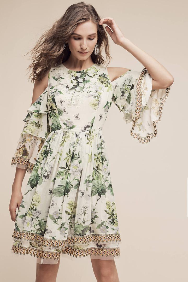 Varun Bahl Petra Ruffled Open-shoulder Dress