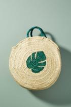 Anthropologie Palm Leaf Circle Tote Bag