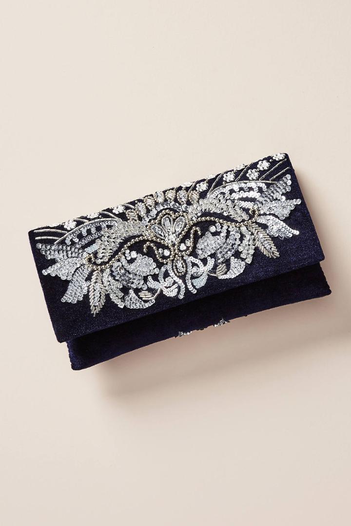 Anthropologie Masquerade Velvet Clutch