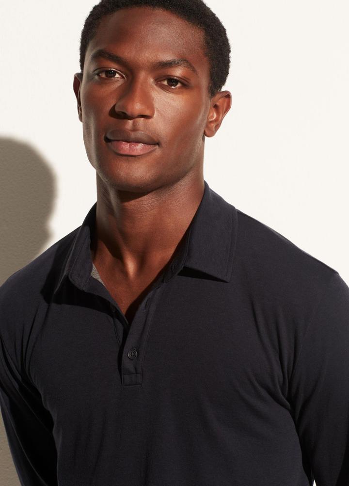 Vince Double Layer Long Sleeve Polo