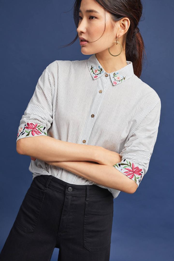 Seen Worn Kept Embroidered Pinstripe Buttondown