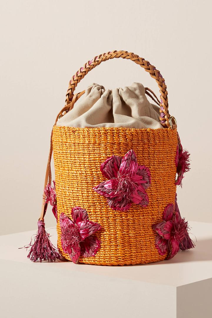 Aranaz Lulu Flower-embellished Bucket Bag