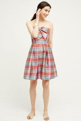 Eva Franco Ribboned Plaid Dress
