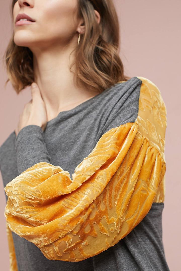 Tiny Velvet-sleeved Top