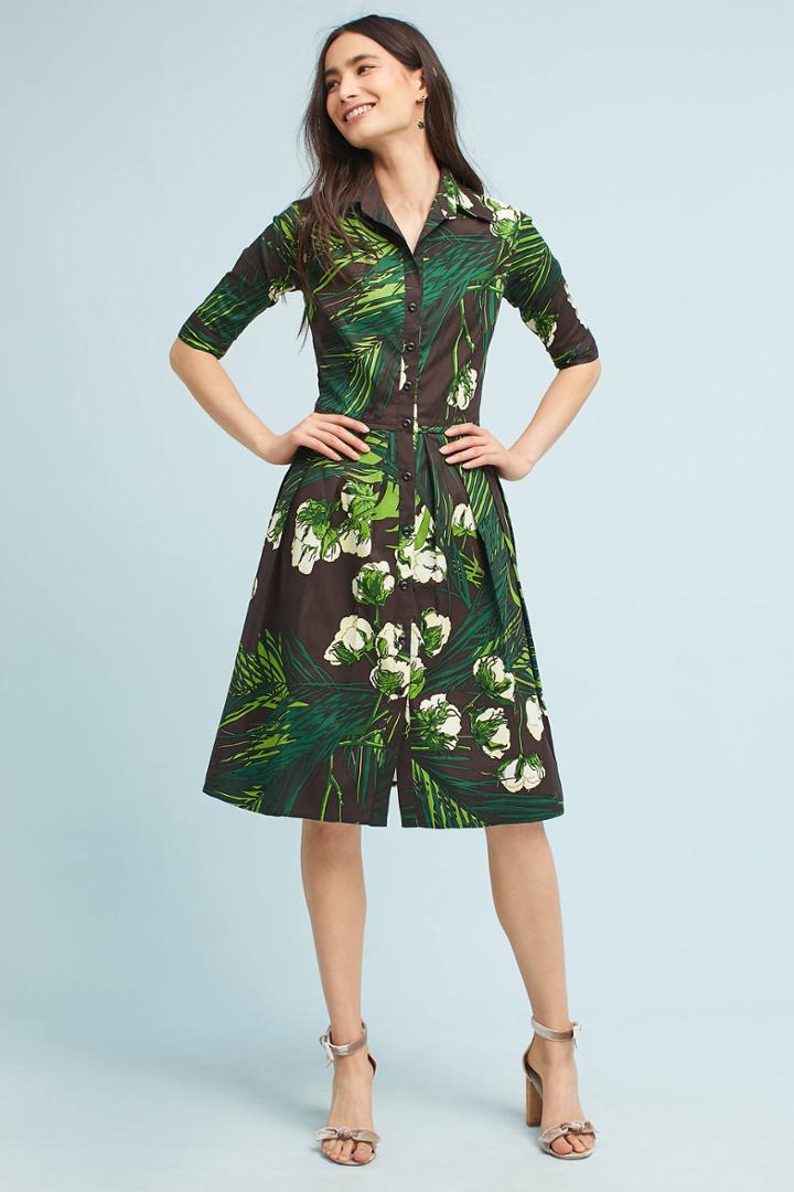 Samantha Sung Kelly Palm Shirt Dress