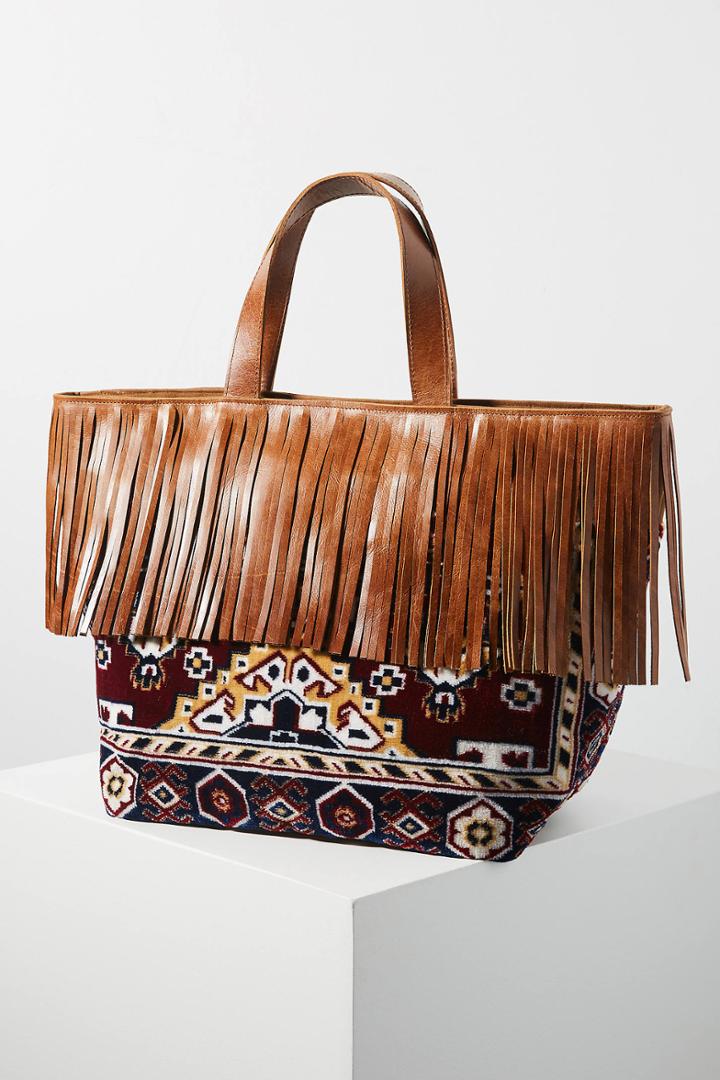 Anthropologie Palmer Fringed Tote Bag