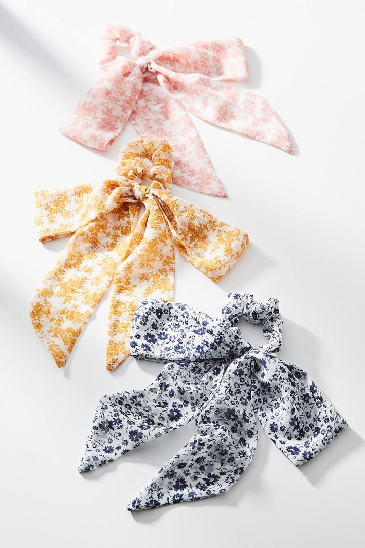 Anthropologie Ditzy Floral Scarf Ponytail Holder Set