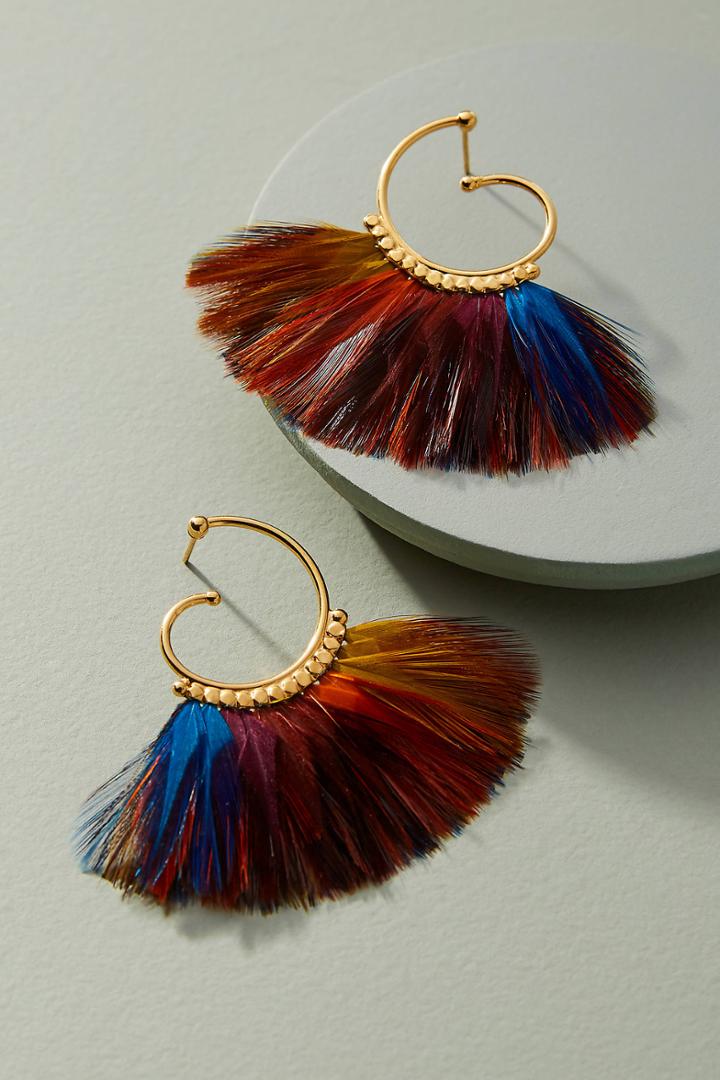 Gas Bijoux Mini Abuzios Feather Hoop Earrings