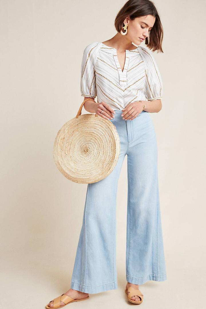 Pilcro And The Letterpress Pilcro High-rise Belted Flare Jeans