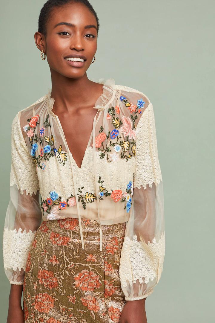 Let Me Be Get Happy Sequin Blouse