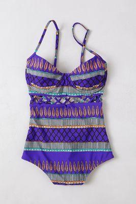Mara Hoffman Frida Lattice One Piece Purple Motif