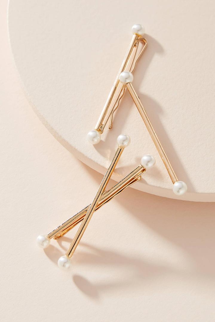 Anthropologie Petite Pearls Bobby Pin Set