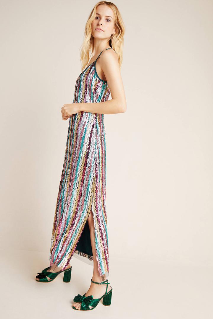 Eva Franco Marguerite Sequined Maxi Slip Dress