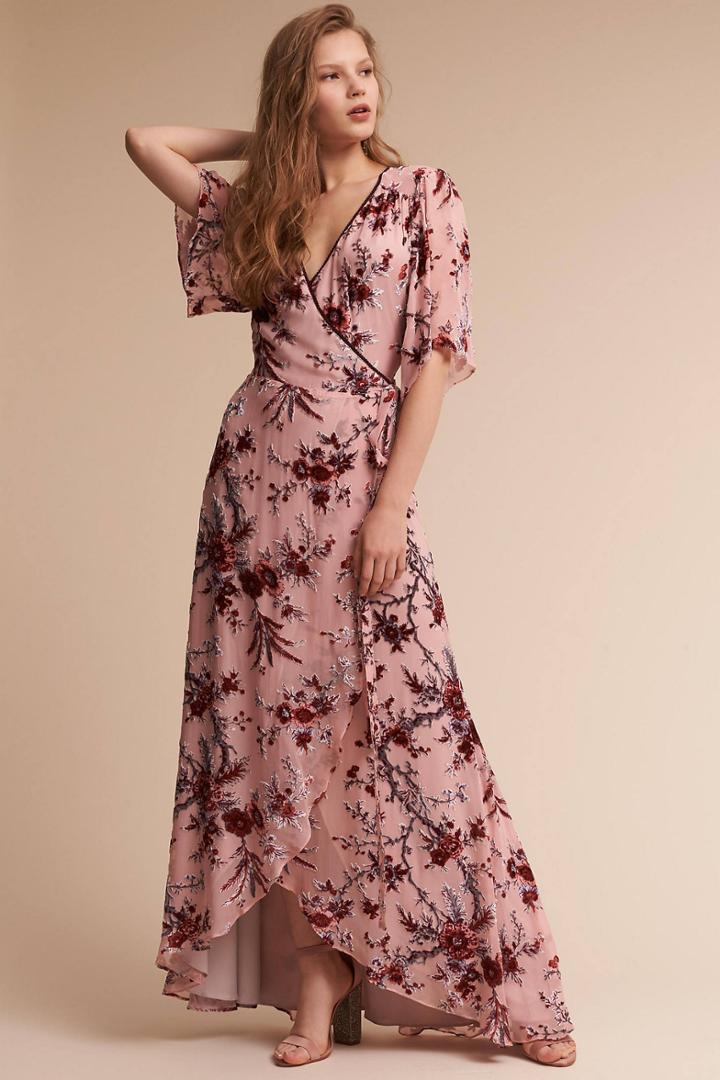 Anthropologie Floret Burnout Velvet Wedding Guest Dress