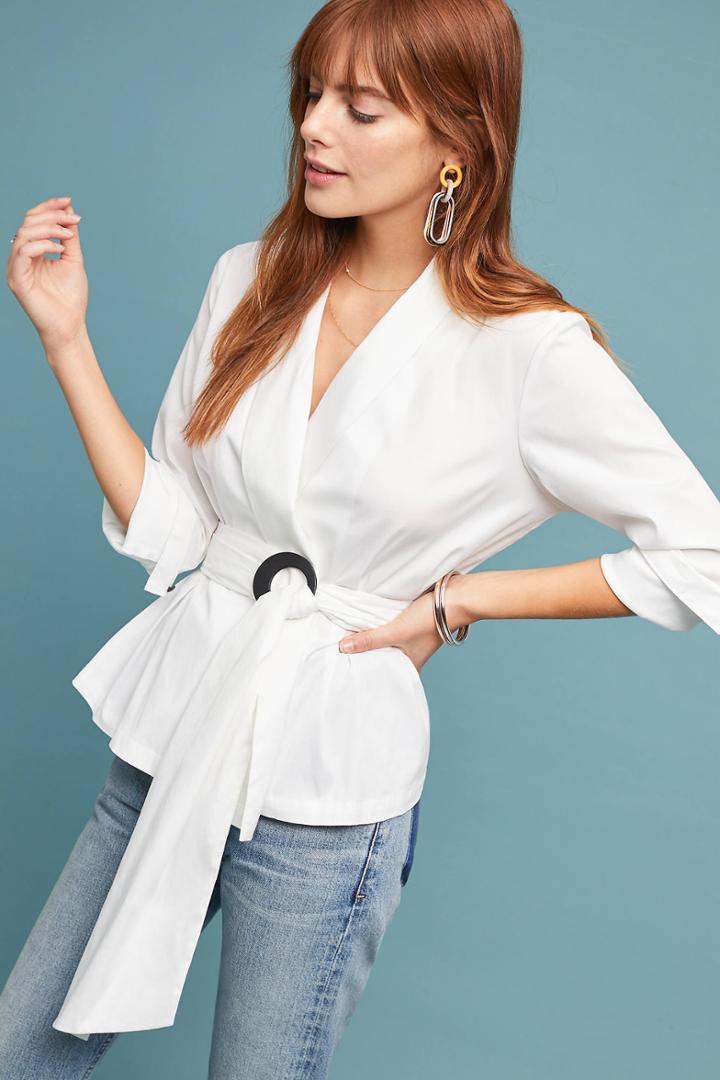 Maeve Poplin Wrap Top
