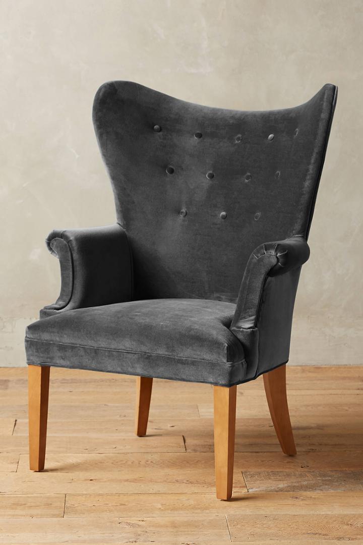 Anthropologie Velvet Wingback Chair
