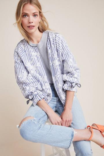 Skies Are Blue Embroidered Bomber Jacket