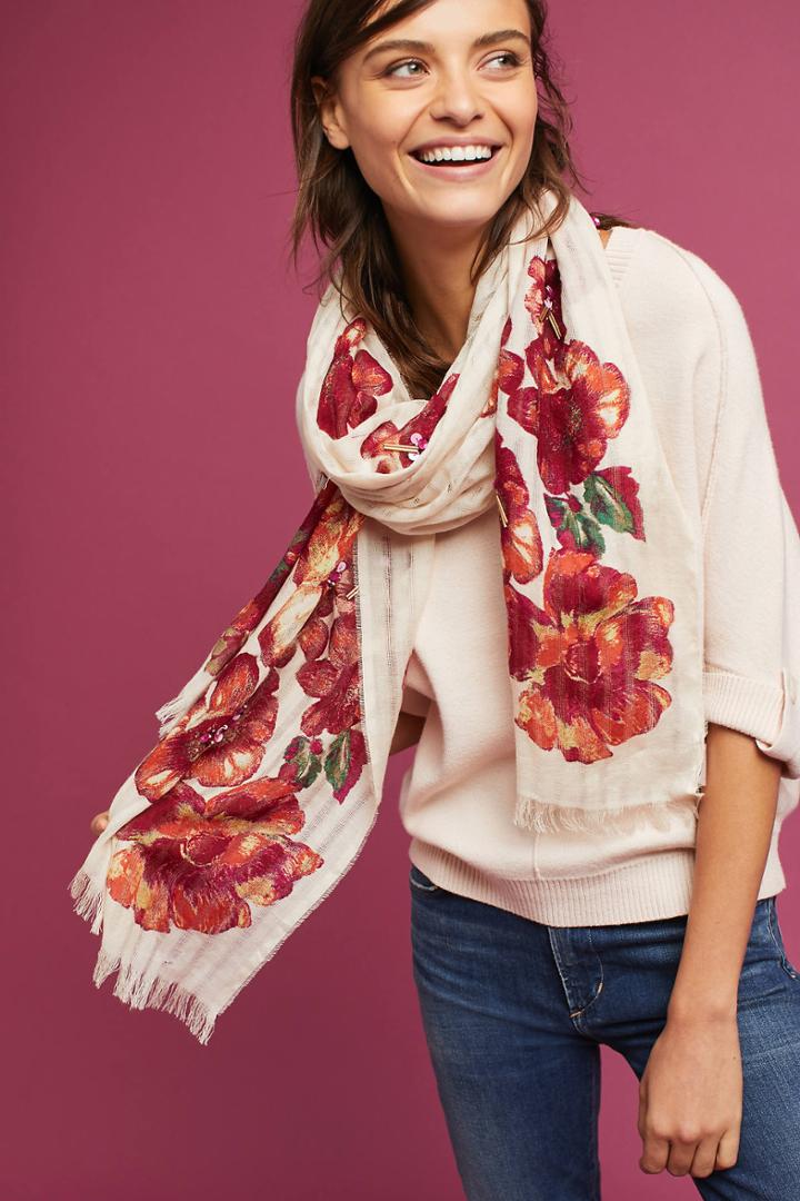 Anthropologie Savannah Blooms Scarf