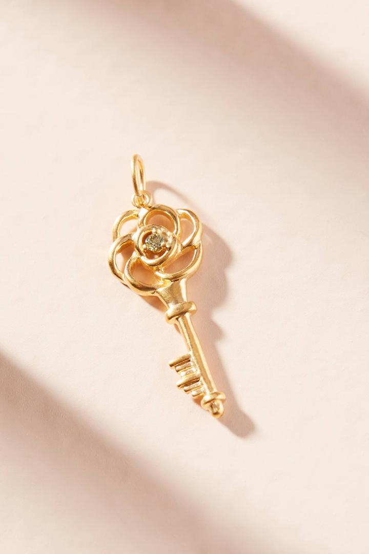 Anthropologie Floral Key Charm