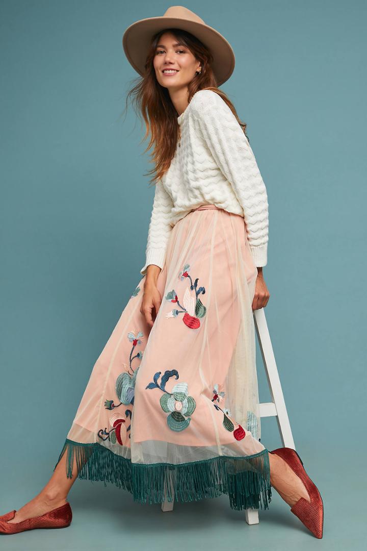 Akemi + Kin Fringed Tulle Skirt