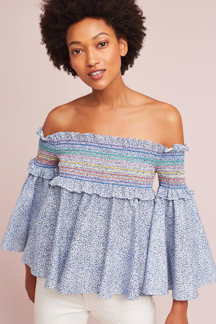 Petersyn Davenport Off-the-shoulder Smocked Top