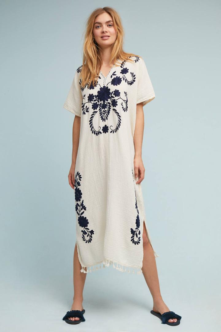 Anthropologie Liz Embroidered Caftan