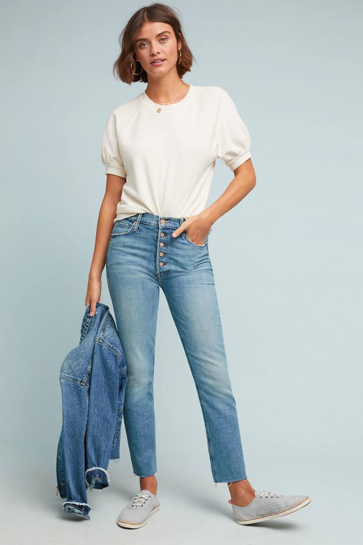 Mother The Pixie Dazzler Ultra High-rise Straight Ankle Fray Jeans
