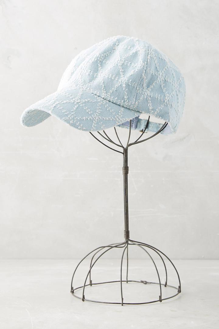 Anthropologie Textured Denim Baseball Cap