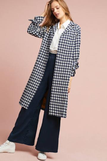 Miranda Dunn Gingham Tie-cuff Coat