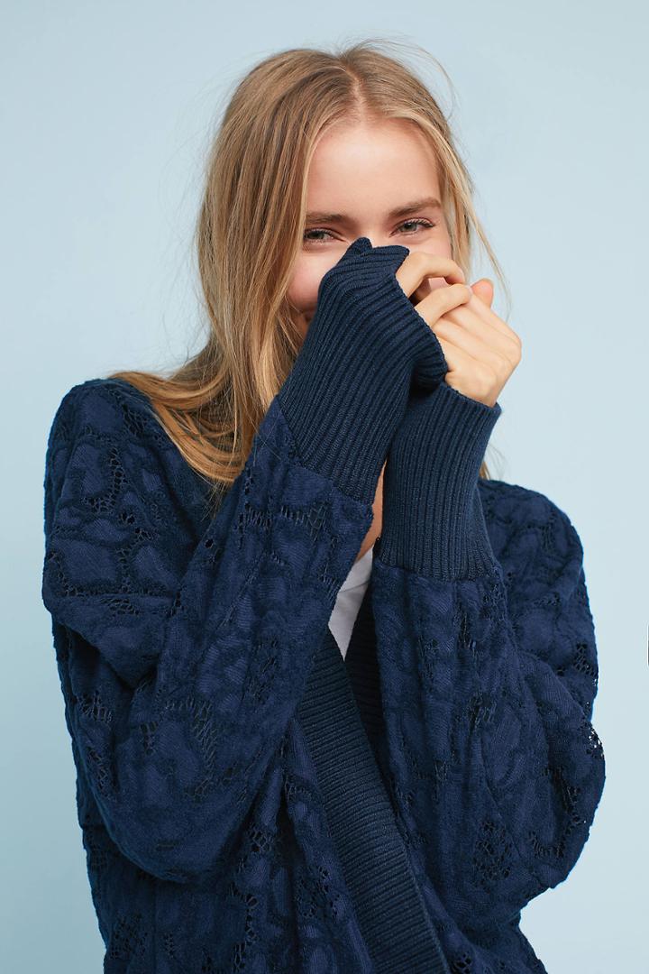 Anthropologie Brushed Lace Cardigan