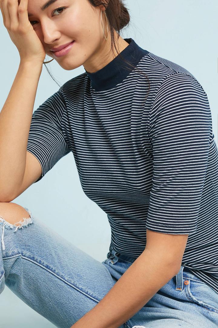 T.la Ribbed Mock Neck Top