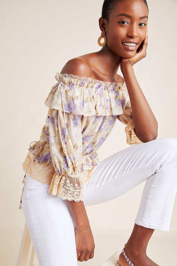 Love Sam Delila Ruffled Off-the-shoulder Blouse