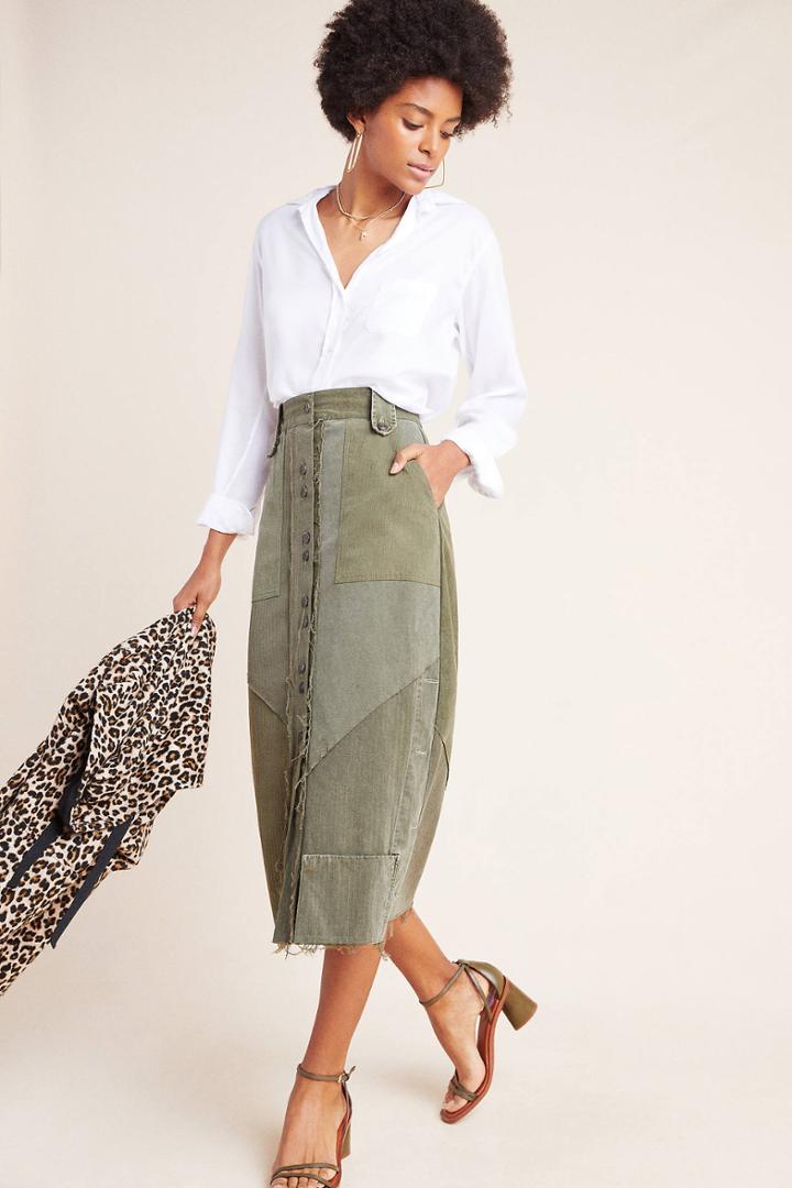 Burning Torch Ryanne Utility Midi Skirt