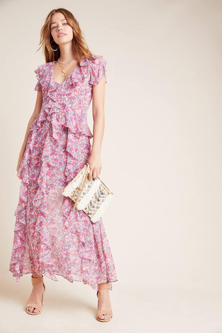 Misa Mandi Ruffled Chiffon Maxi Dress