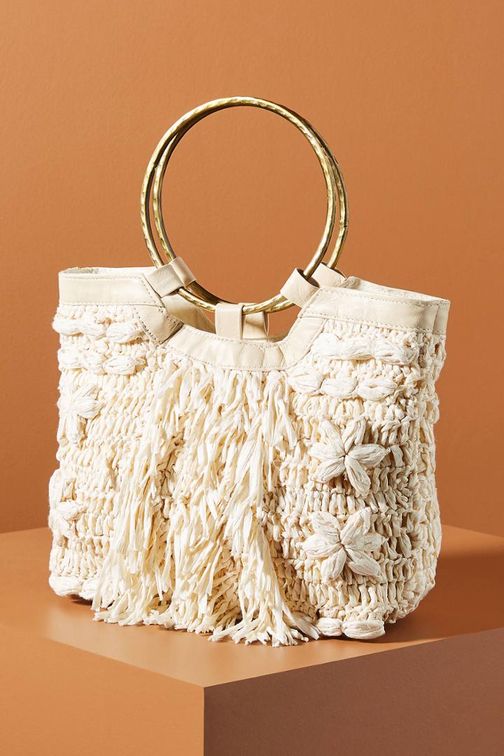 Anthropologie Rosalita Fringe Mini Tote Bag