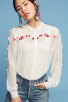 Anthropologie Fourberie Embroidered Silk Blouse